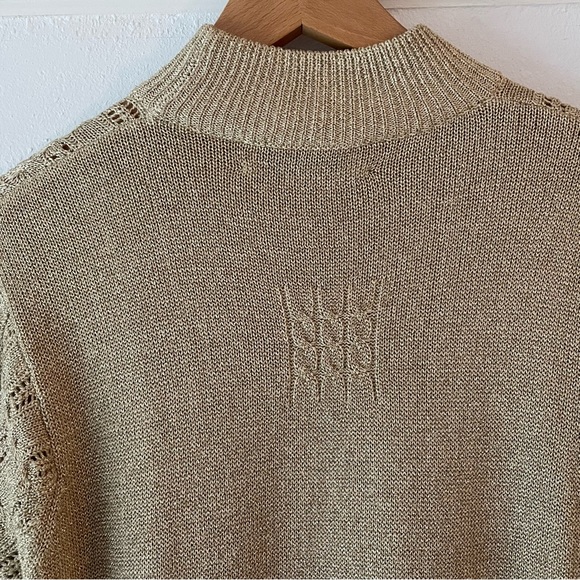MARISA CHRISTINA Vintage Long Sleeve sweater metallic gold shimmer, Size: M / L - Picture 8 of 12